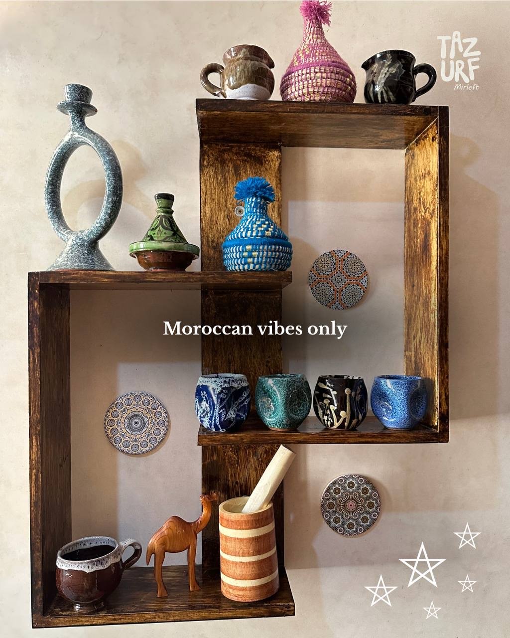 Moroccan decor shelf at the Surf House