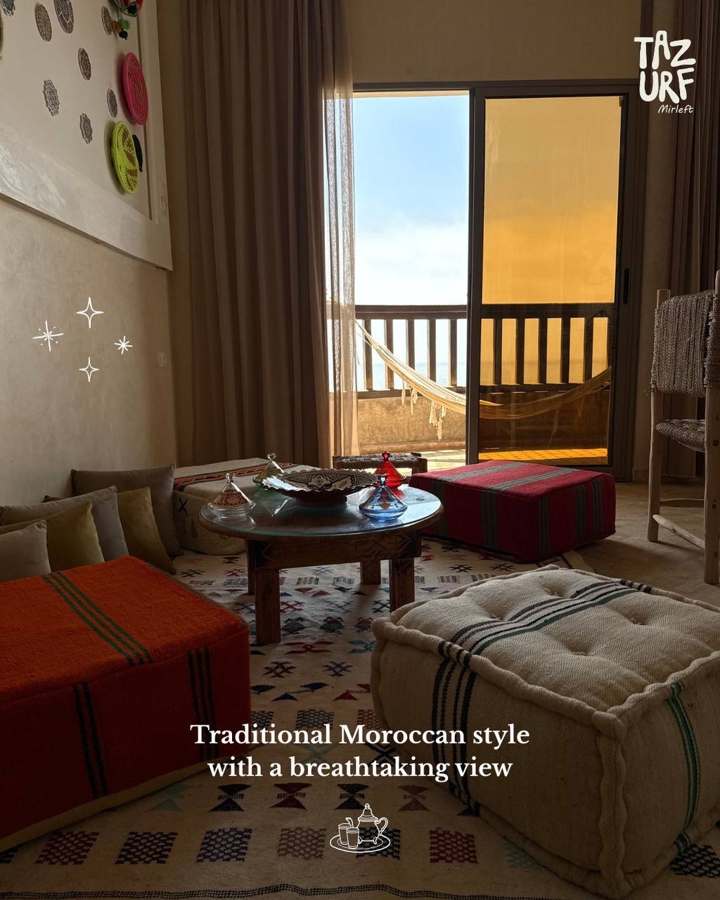 Surf House Moroccan lounge with ocean view