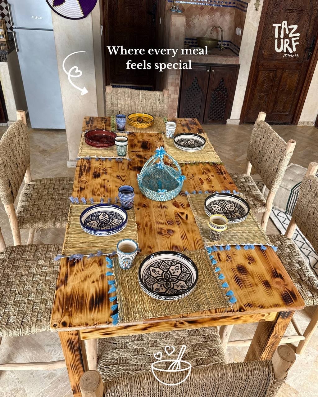 Moroccan table setting at the Surf House
